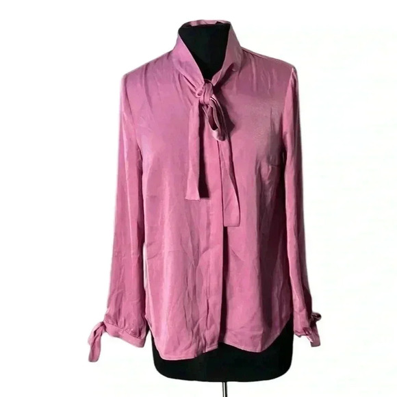Modcloth Button Front Mauve Long Sleeve Blouse Size M - Picture 1 of 6
